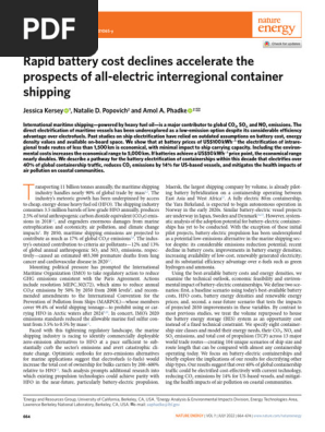 Nature Journal all-electric shipping