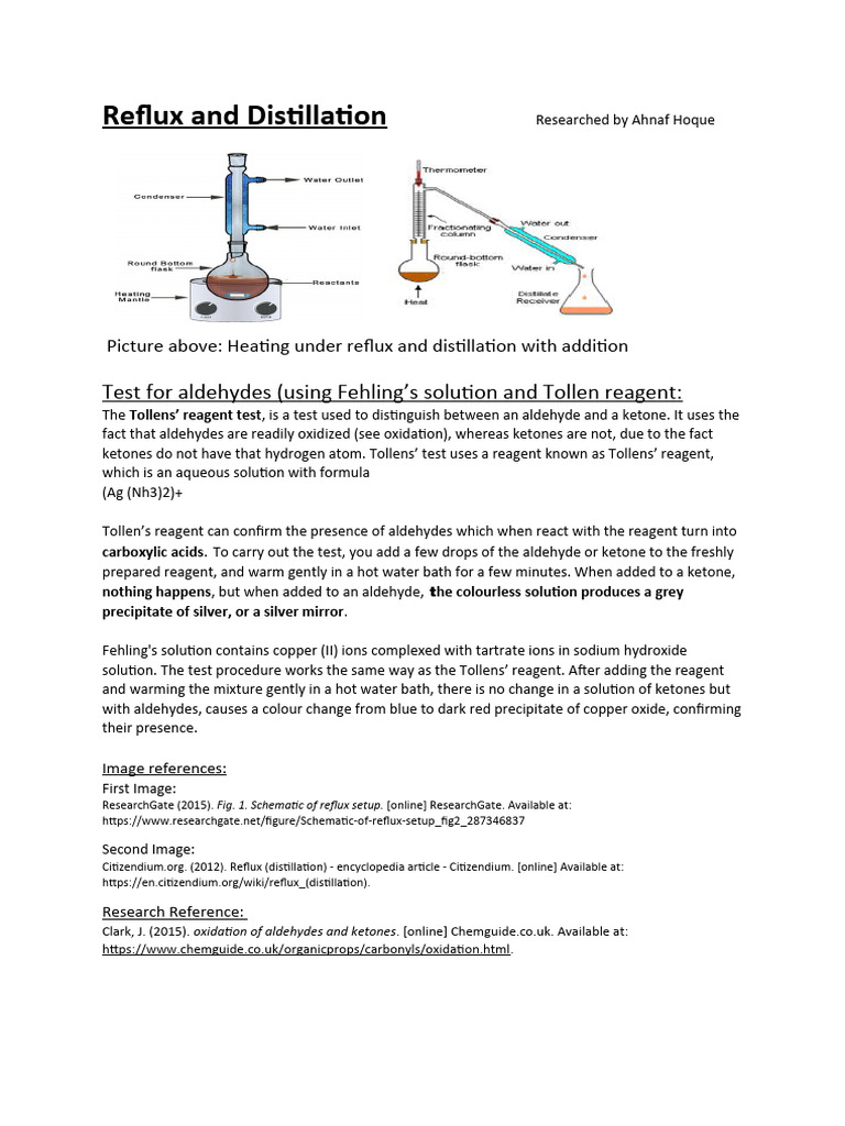 Reflux and Distillation | PDF