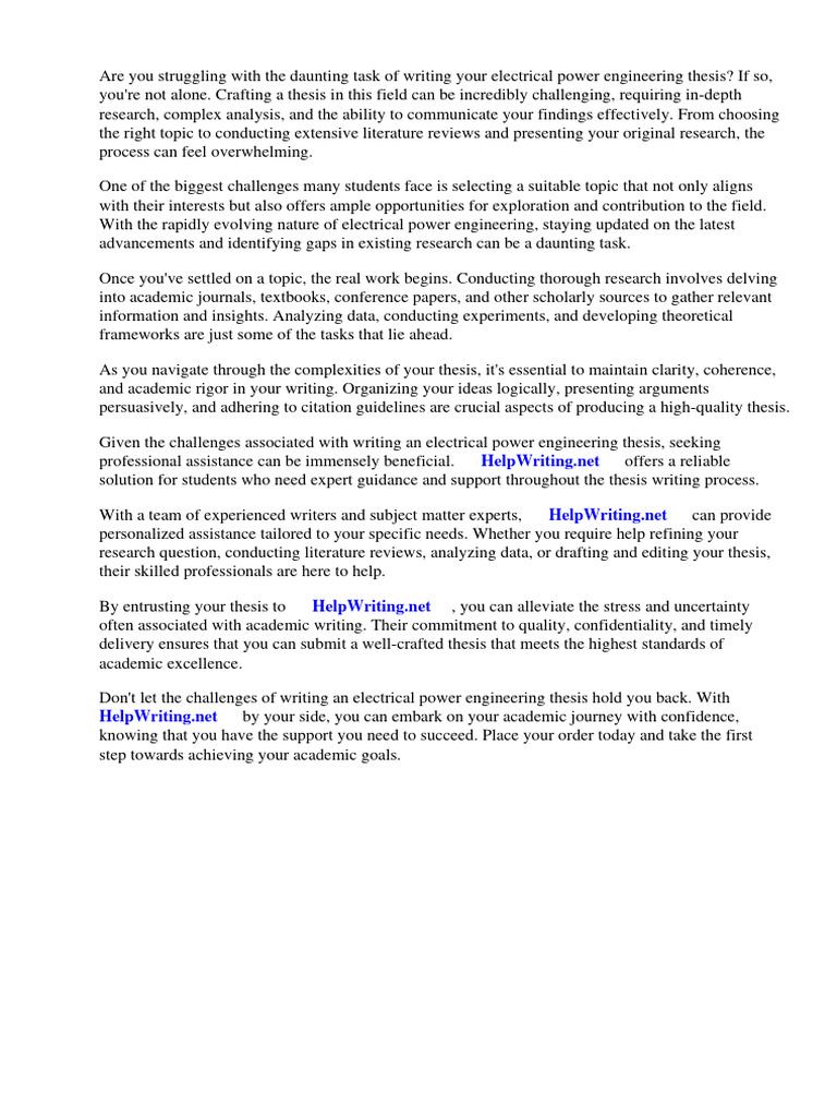 Electrical Power Engineering Thesis Topics PDF