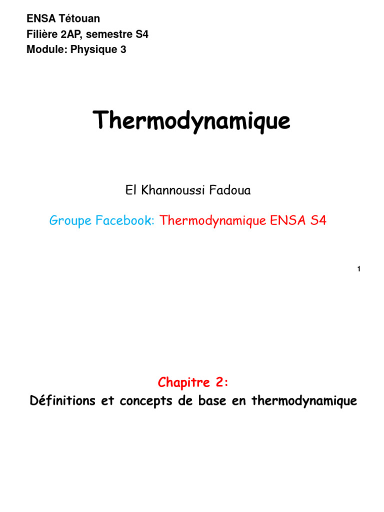 Concepts clés de la thermodynamique | PDF