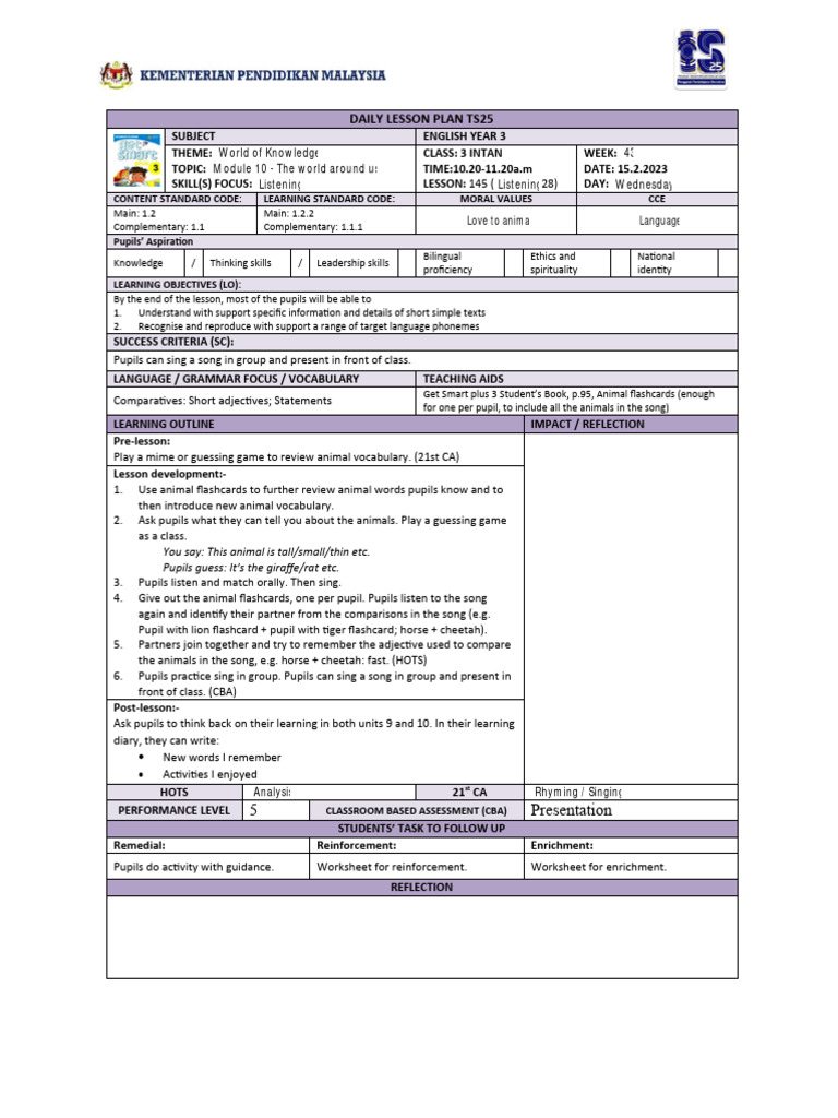 Year 3 English Module 10 Overview | PDF | Lesson Plan | Vocabulary