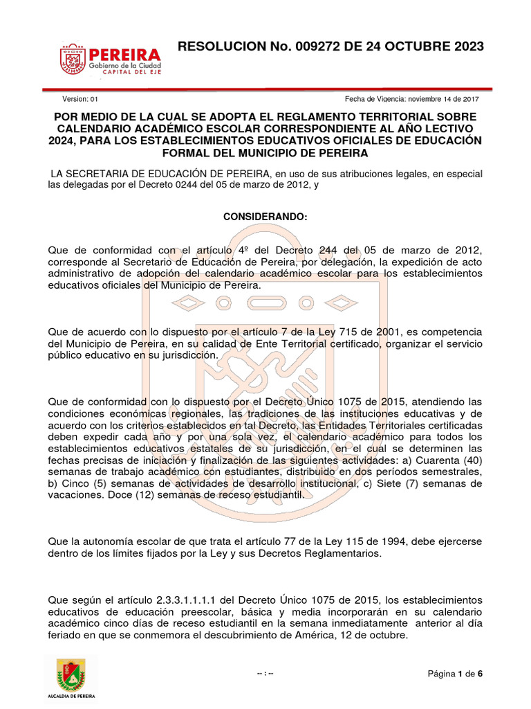 RESOLUCION+No +009272+DE+24+OCTUBRE+2023 | PDF