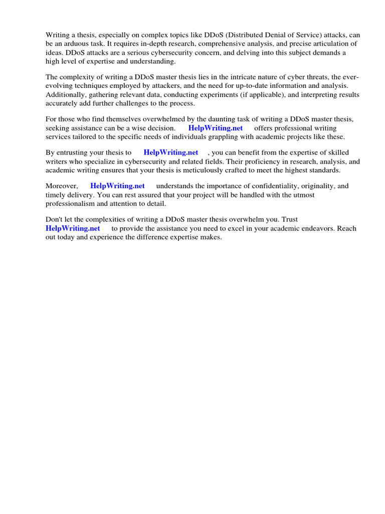 Ddos Master Thesis Pdf Computers Technology Engineering