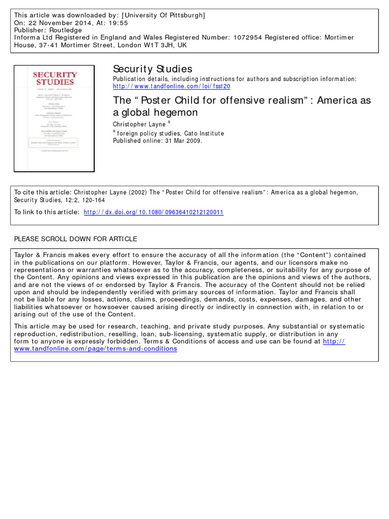 Security Studies | PDF | Grand Strategy | Polarity (International ...
