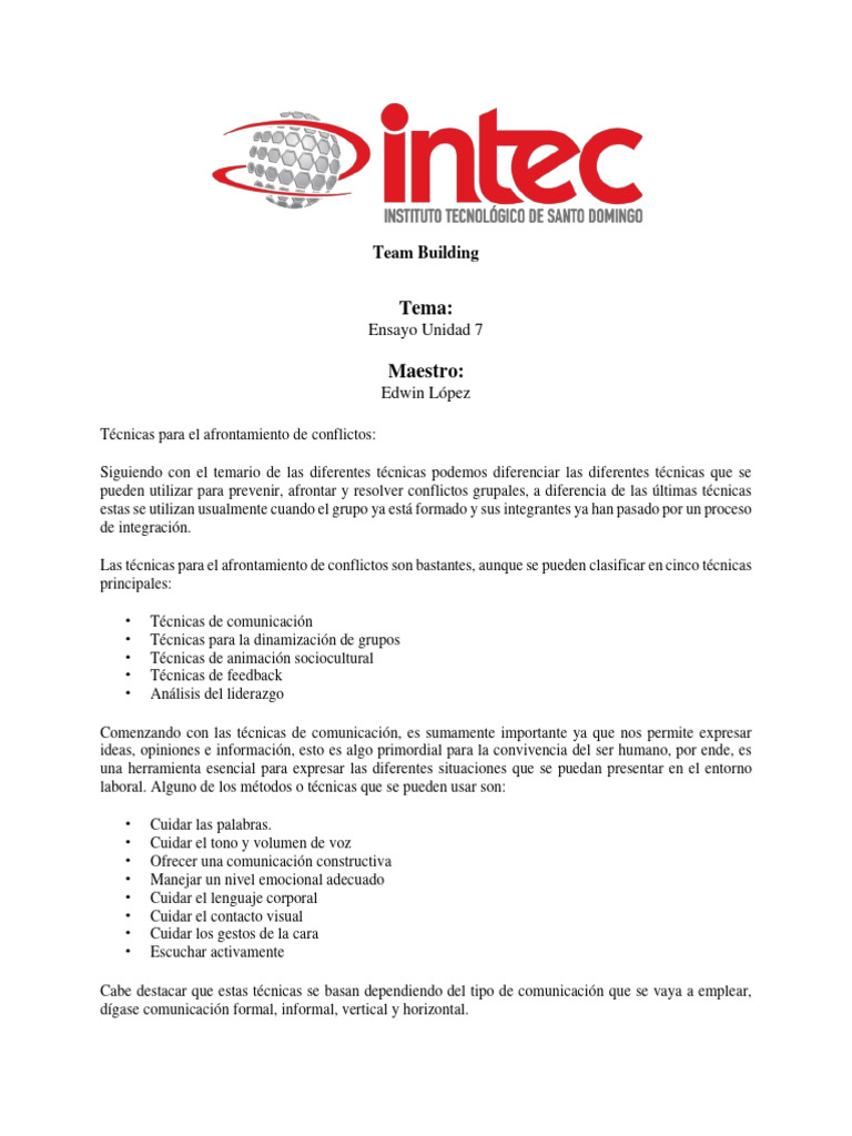 Ensayo Unidad 7 | PDF | Crecimiento personal y profesional | Negocios