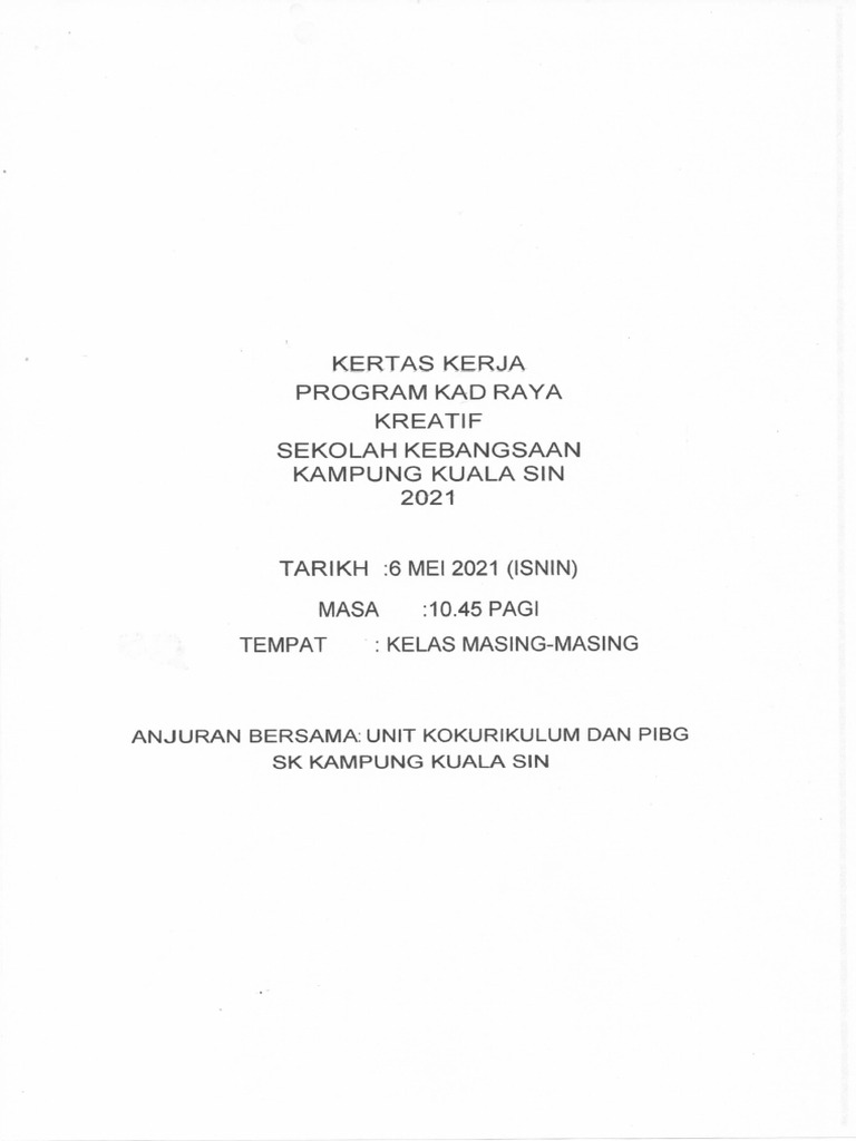 kertas kerja kad raya001 | PDF