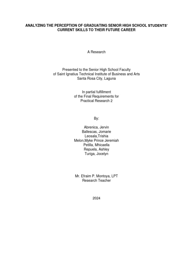 Analyzing The Perception of Graduating Senior High School Students ...