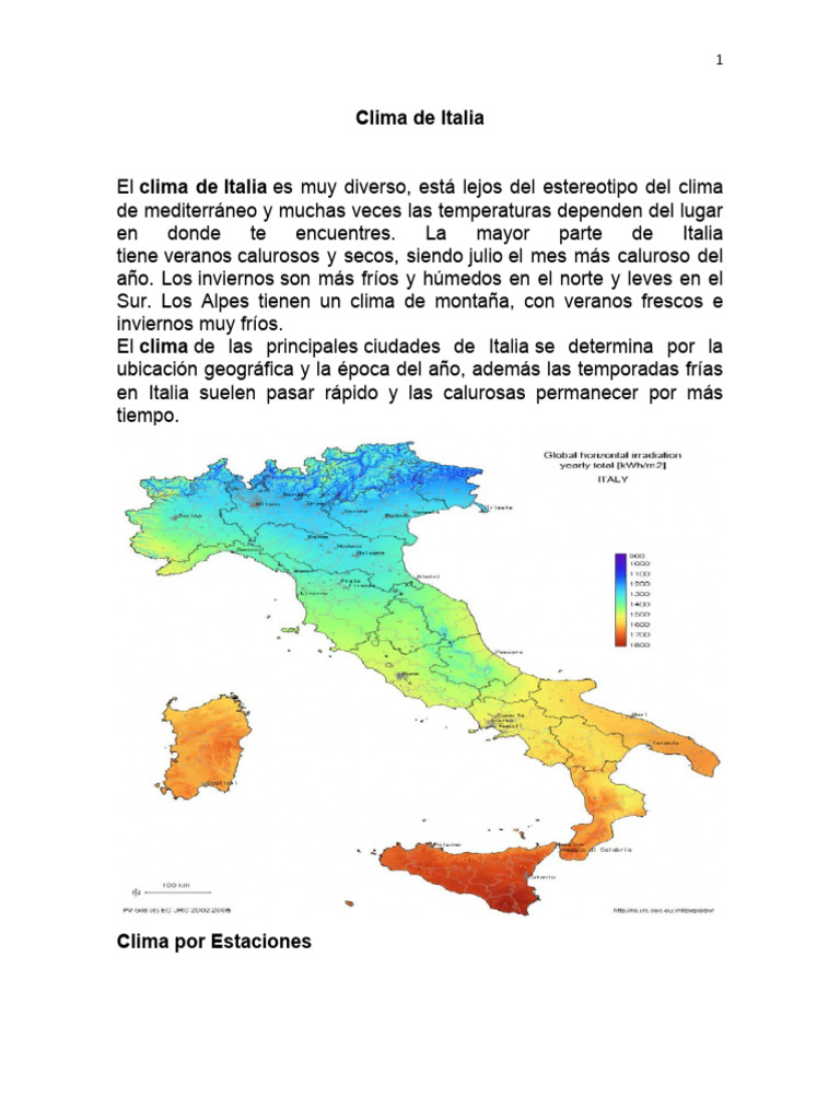 Clima y Temperaturas en Italia | PDF | Clima | Verano