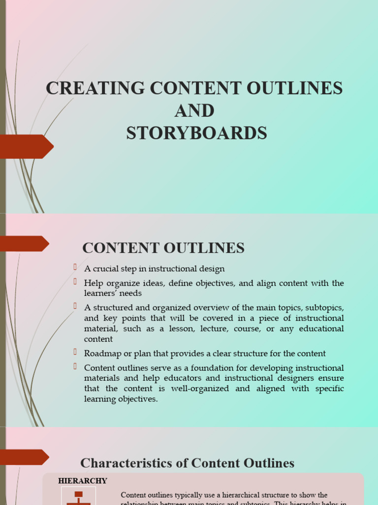Content Outlines and Storyboards Guide | PDF | Instructional Design ...