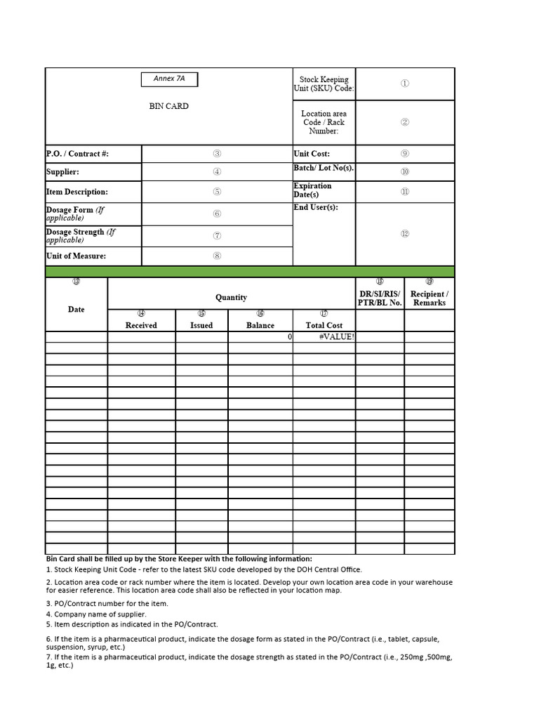 Bin Card PDF Receipt Service Industries