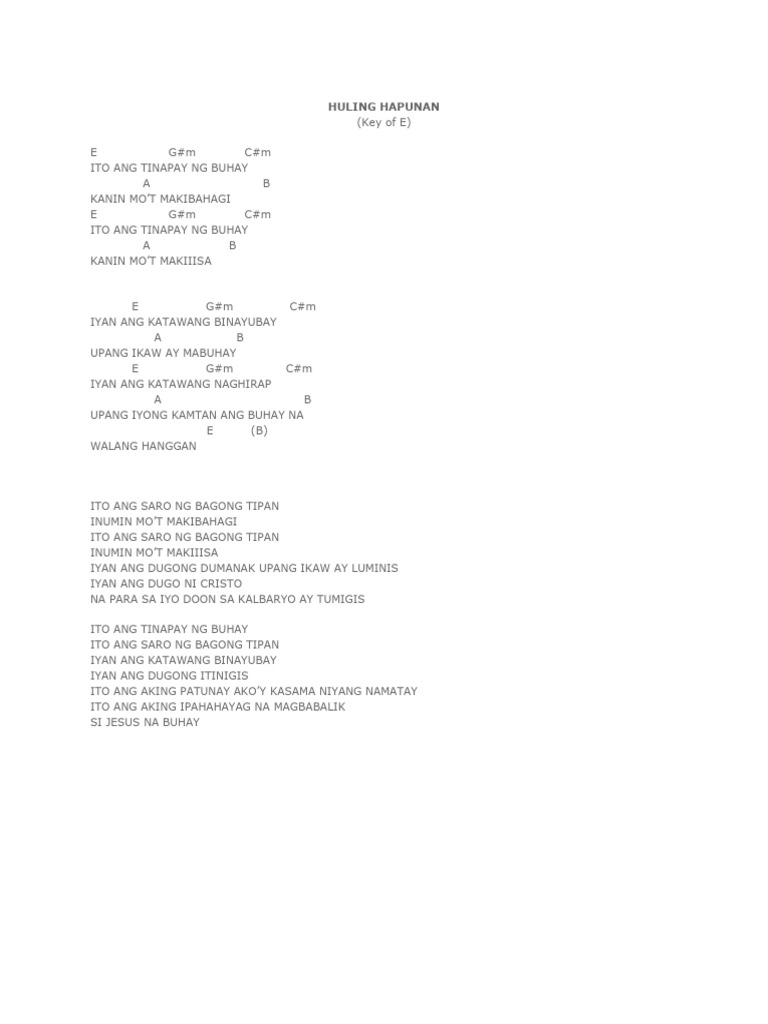 Huling Hapunan Lyrics and Chords | PDF