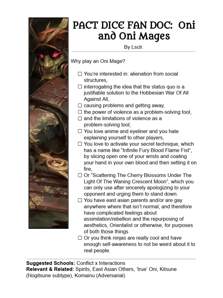 Oni Mages: A Cultural Exploration | PDF | Knife | Sword