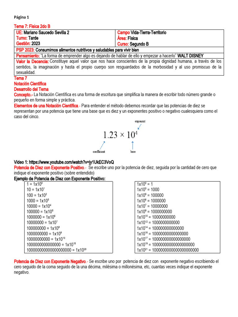 Tema 2 Fisica 2do B | PDF | Exponenciación | Números