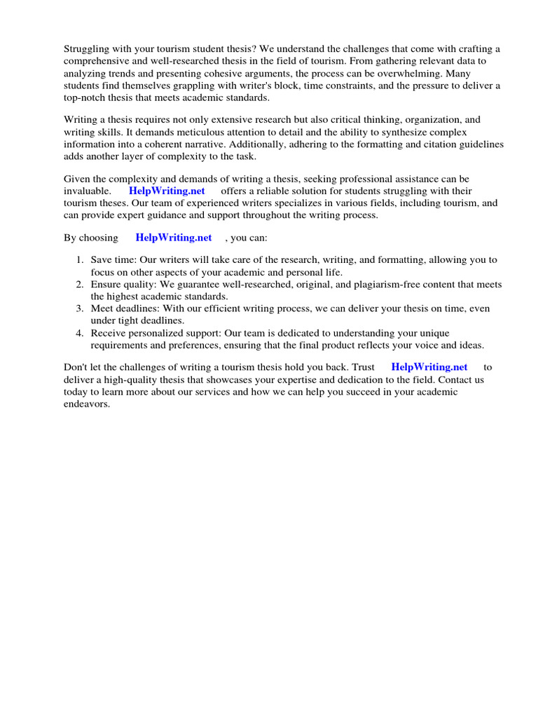 Tourism Student Thesis Title | Download Free PDF | Tourism | Thesis