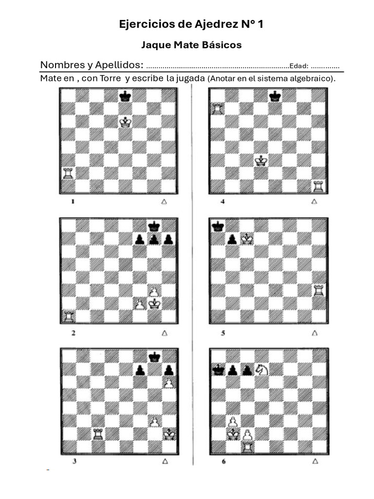 Ejercicios de Jaque Mate en 1 | PDF