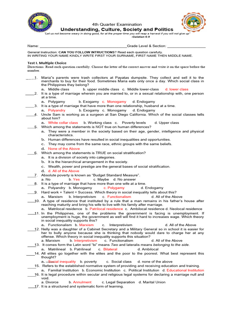 Ucsp 4thfinal Exam | PDF | State (Polity) | Climate Change