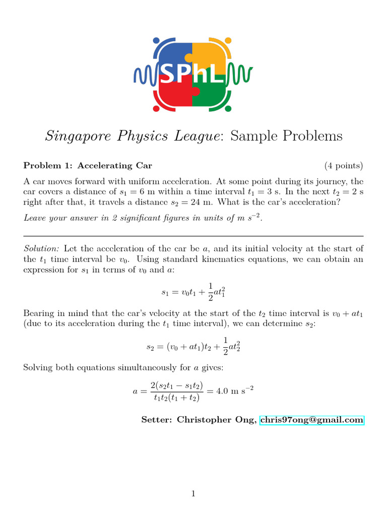 SPhL 2021 Sample Problems | PDF | Velocity | Pendulum