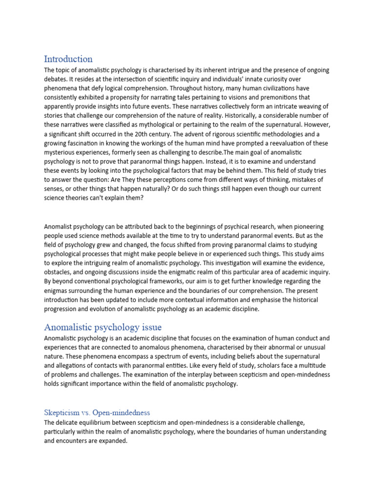 Exploring Anomalistic Psychology | PDF | Paranormal | Experience