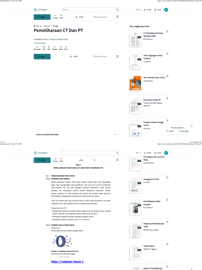 Pemeliharaan CT dan PT Listrik Efektif | PDF