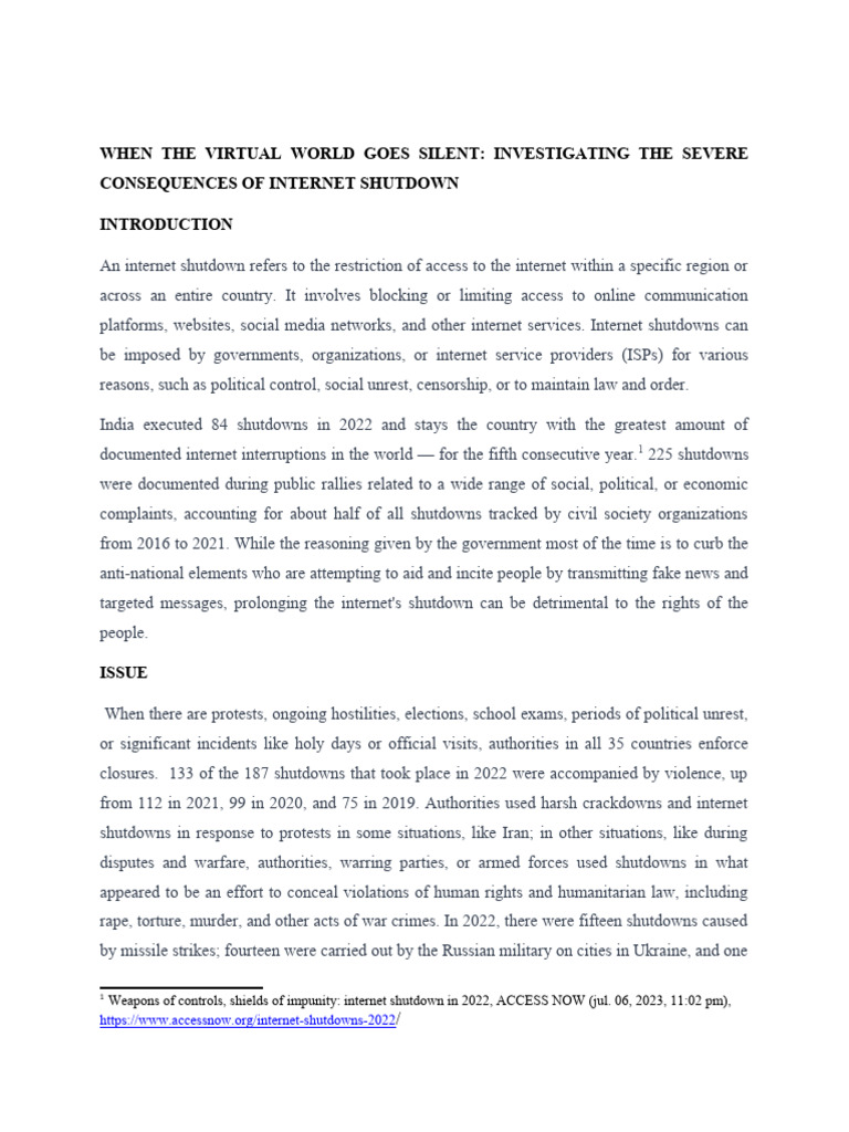 Internet Shutdown Pdf Internet Freedom Of Speech