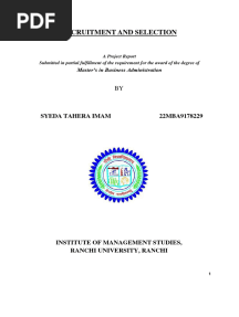 Recruitment and Selection - Team HR Project Report MBA 3rd Sem