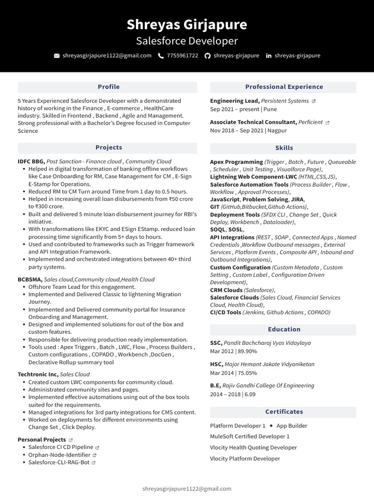 Salesforce Developer Profile Summary | PDF | Cloud Computing | Computing