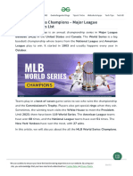 MLB World Series Champions - Major League Baseball Winners List