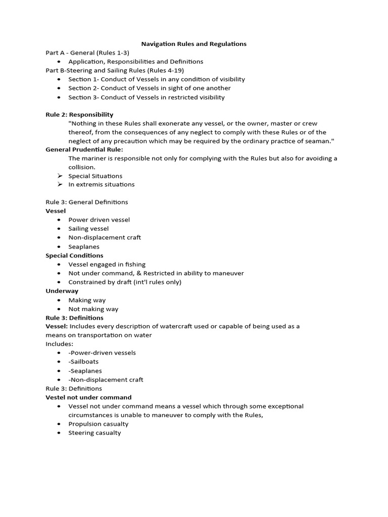 Navigation Rules and Regulations Overview | PDF