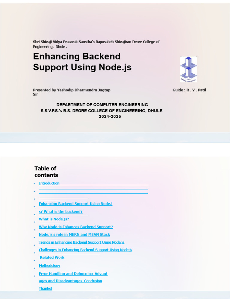 Enhancing Backend Support with Node.js | PDF | Java Script | Computer ...