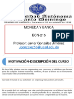 Objetivos Del Curso de Moneda y Banca - ECN 215-V