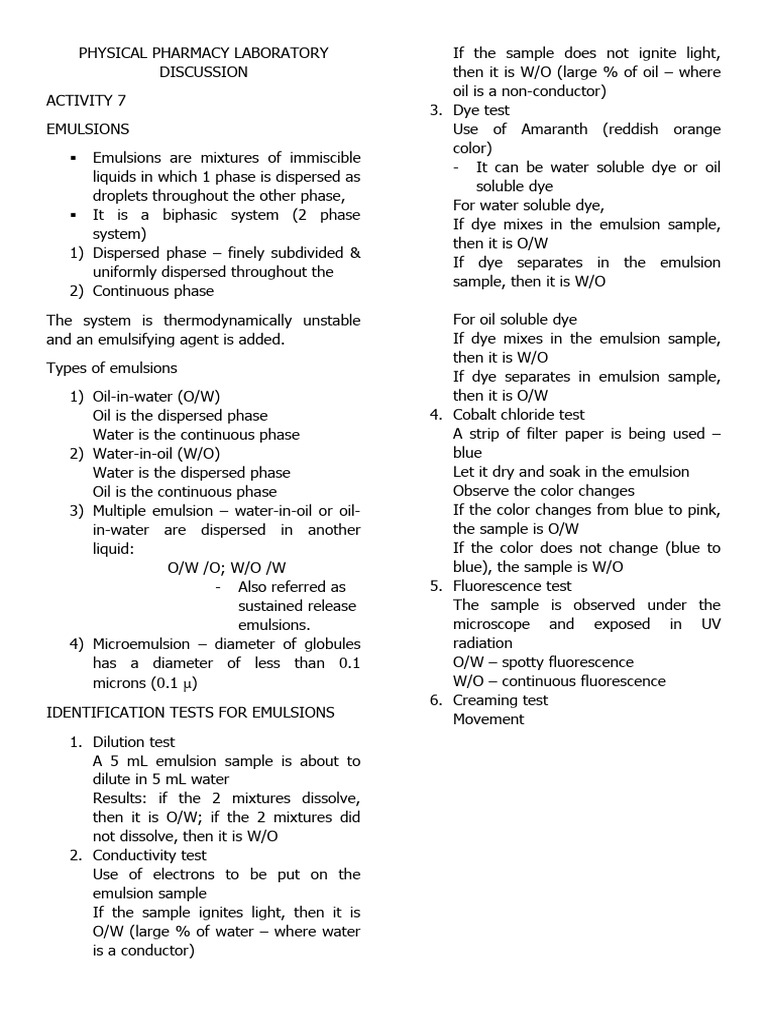 Emulsion Pdf Emulsion Chemical Substances