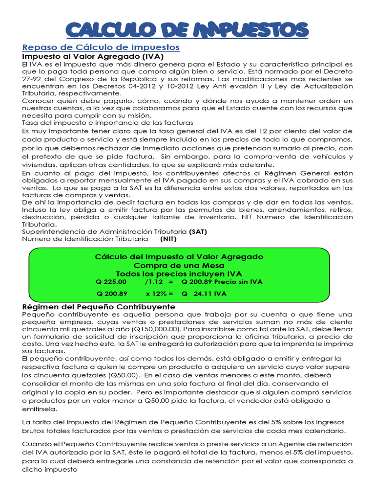 Cálculo de Factura Especial e IVA | PDF | Factura | Impuesto sobre la renta