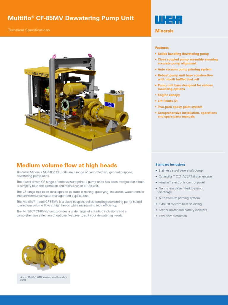 Multiflo CF-85MV C-7-1 Spec Sheet | PDF