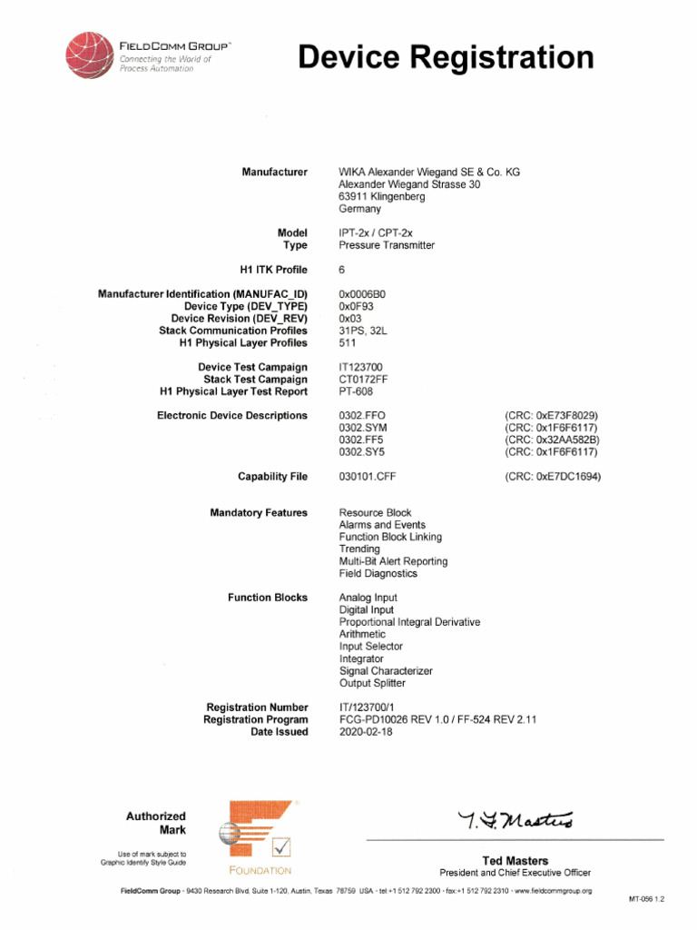 IPT-CPT-2x FF-Bus Registration Certificate | PDF