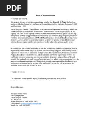 Letter of Recommendation