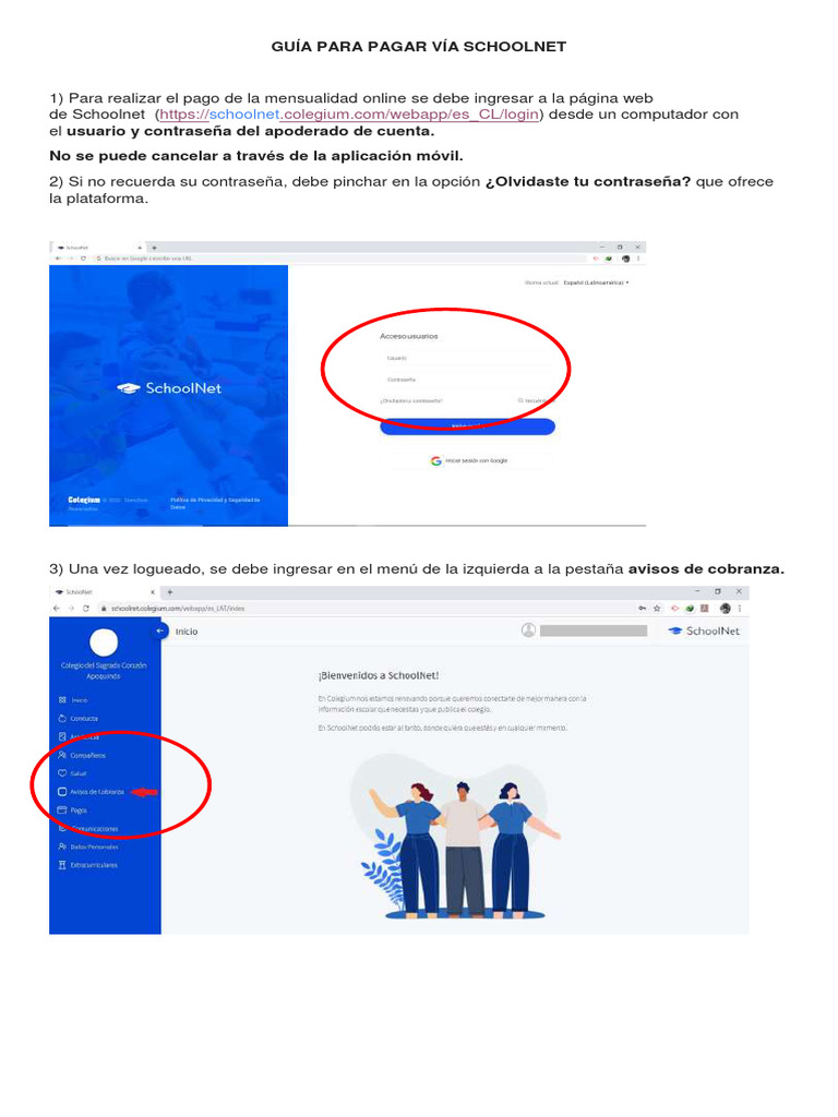 Guía de Pagos en Schoolnet | PDF | Finanzas y dinero