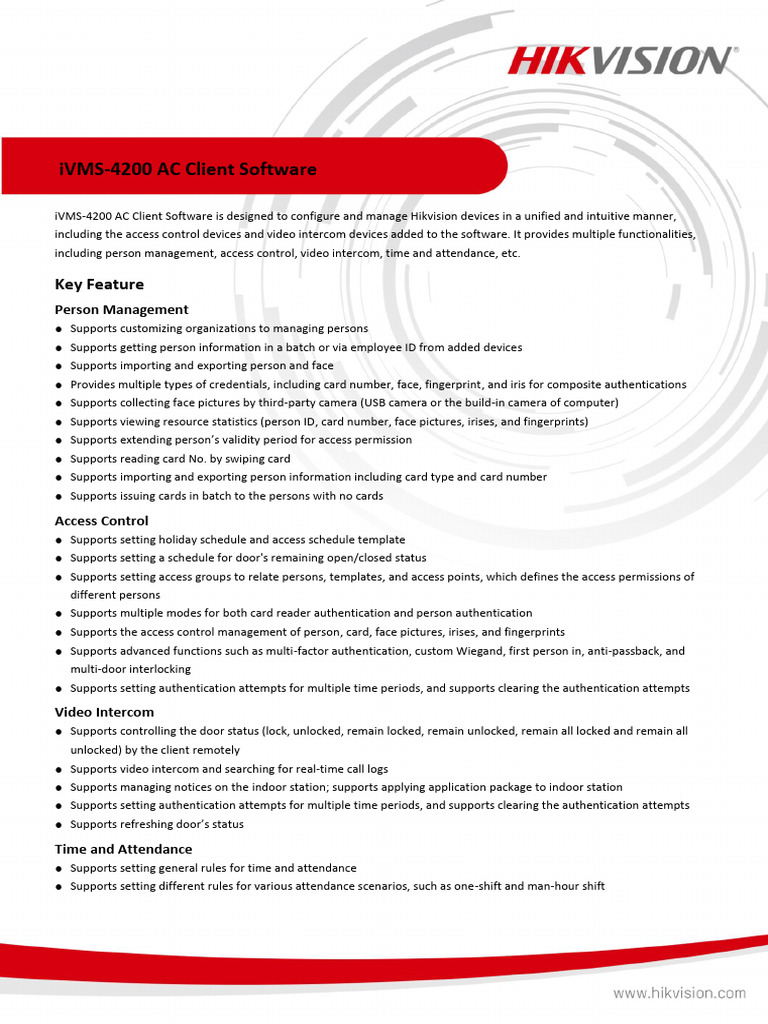 iVMS 4200 AC Client Software - Datasheet - V1.10.1 - 20231024 | PDF ...