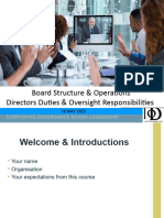 Board Structure & Operations, Director Duties and Oversight Roles MAY 2023