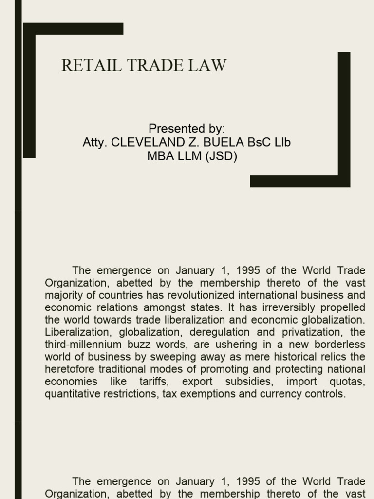 Our First Lecture in Retail Trade Law Lecture and Presentation 1 | PDF ...