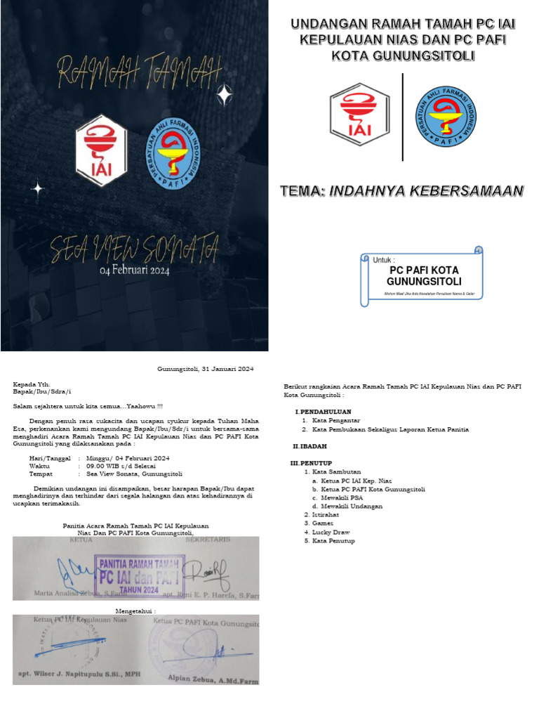 Undangan Ramah Tamah PC IAI dan PC PAFI | PDF