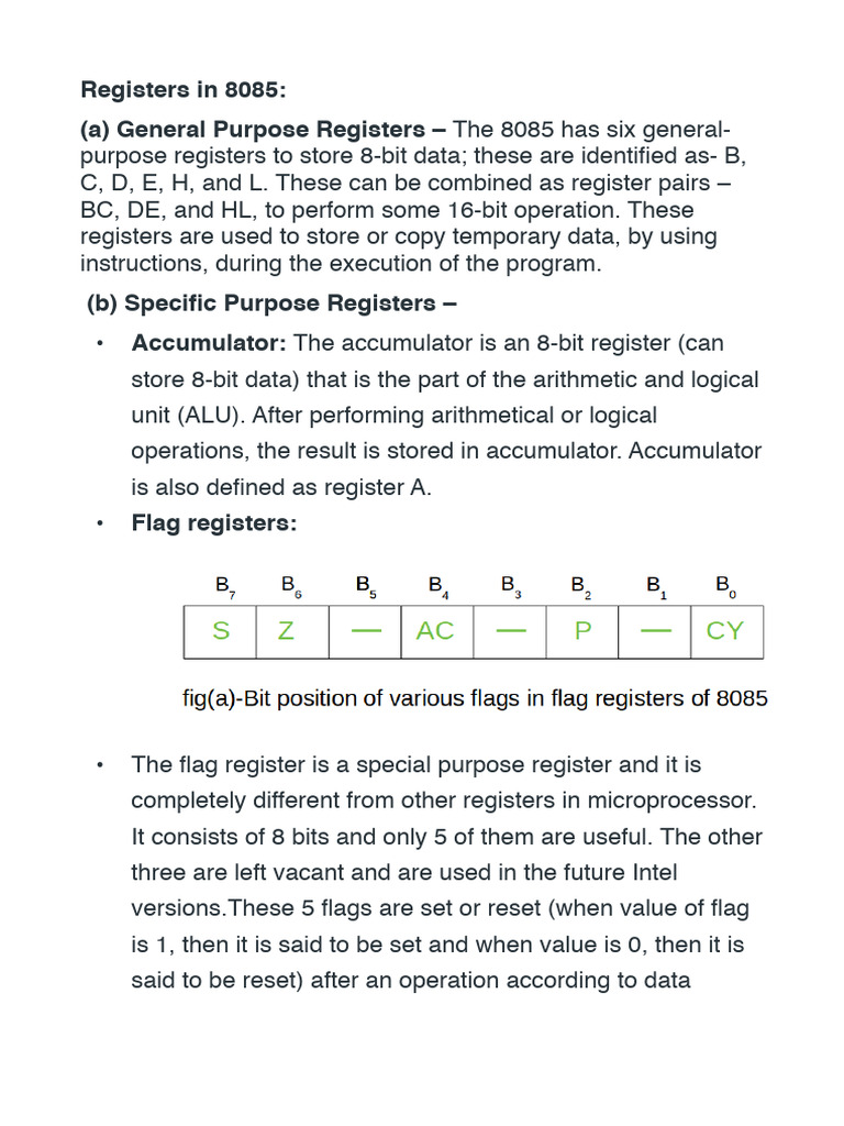 Overview of 8085 Microprocessor Registers | PDF | Digital Electronics ...