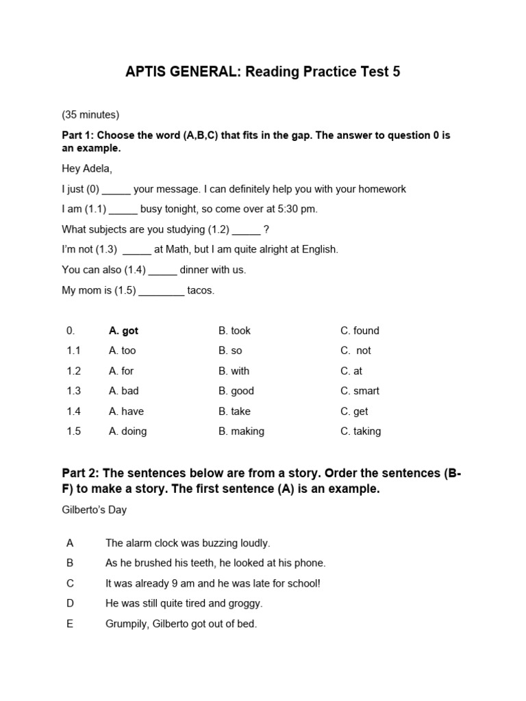 APTIS General Reading Practice Test 5 | PDF | Healthy Diet | Weight Loss