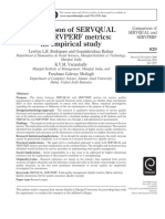 Comparison of SERVQUAL and SERVPERF Metrics An Empirical Study PDF