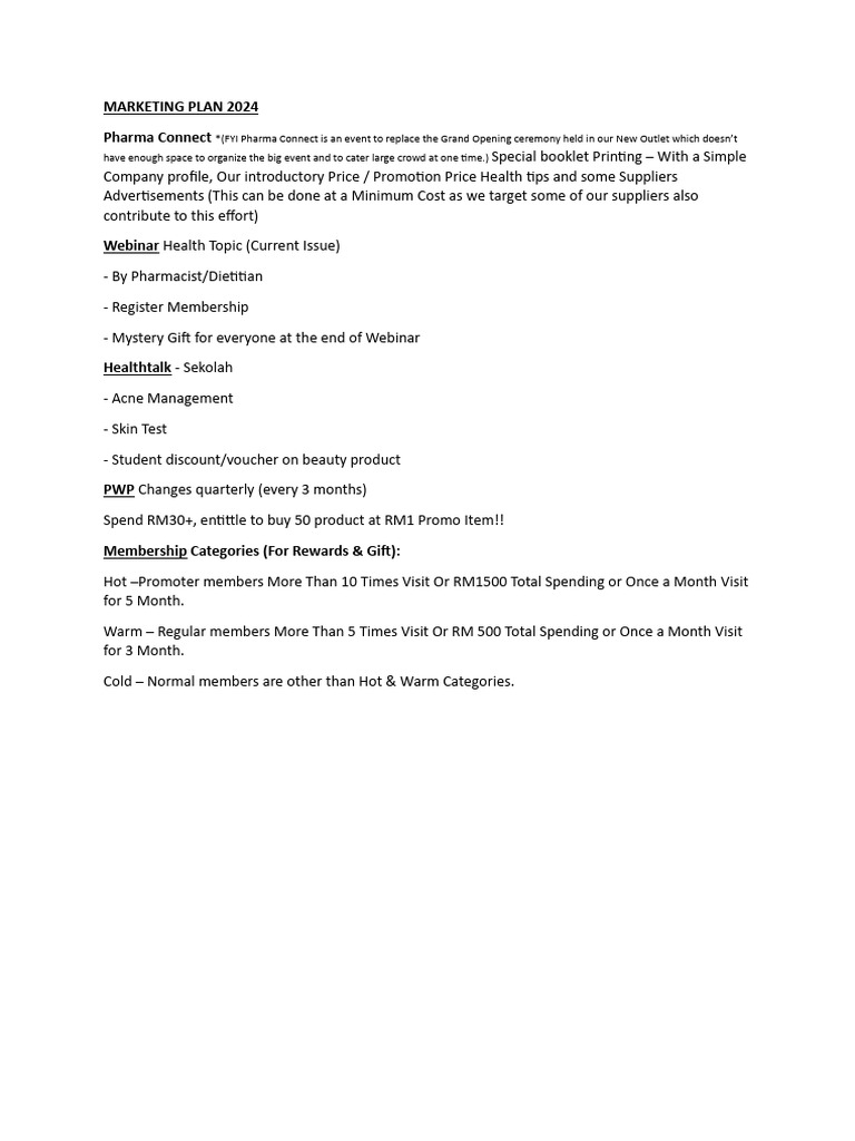 Marketing Plan 2024 Pdf