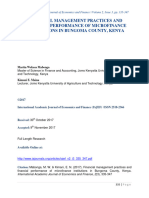 Financial Management Practices and Financial Performance of Microfinance Institutions in Bungoma County, Kenya