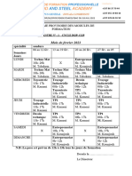 Programmation Des Cours Moi de Fevrier