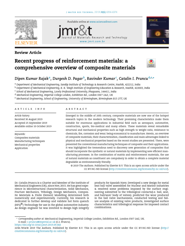 Recent Progress of Reinforcement Materials A | PDF | Composite Material ...