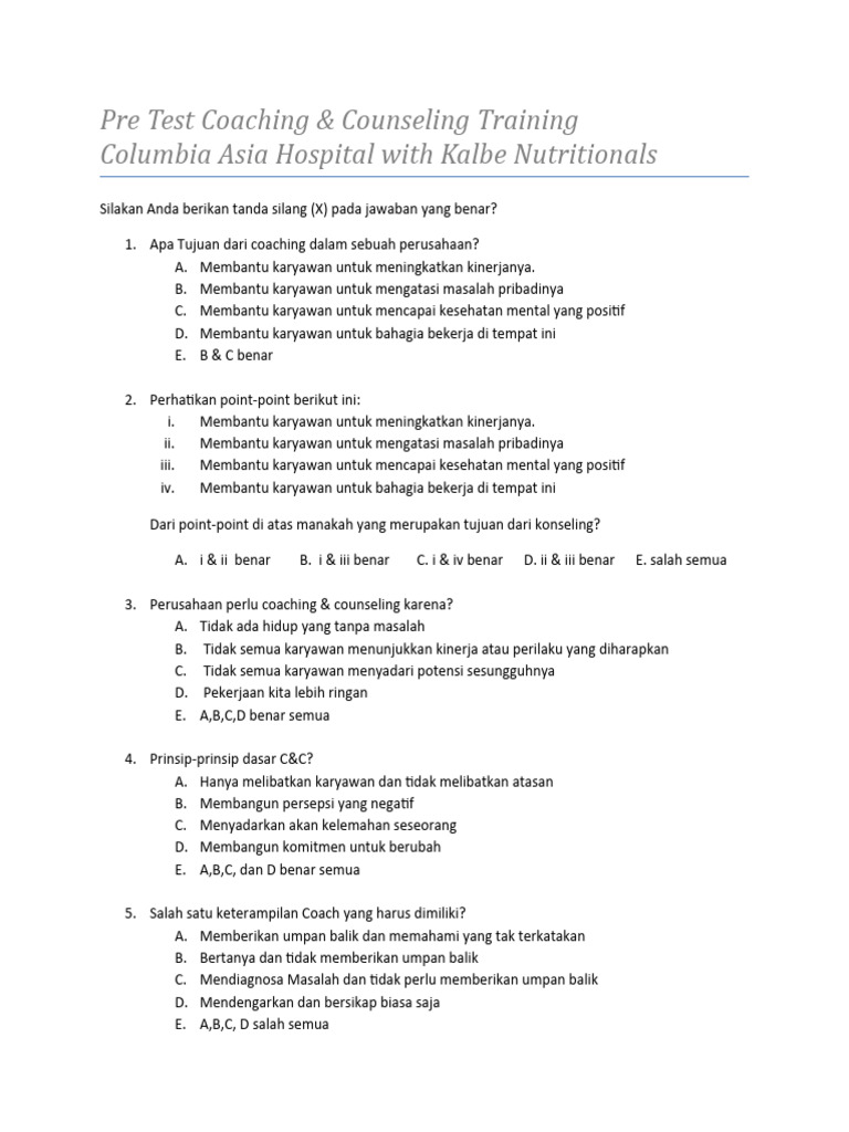Pre & Post Test Coaching | PDF