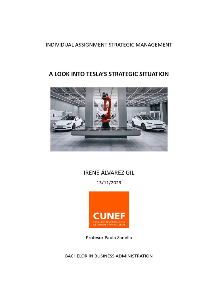 INDIVIDUAL ASSIGNMENT TESLA - Irene Álvarez | PDF | Strategic ...
