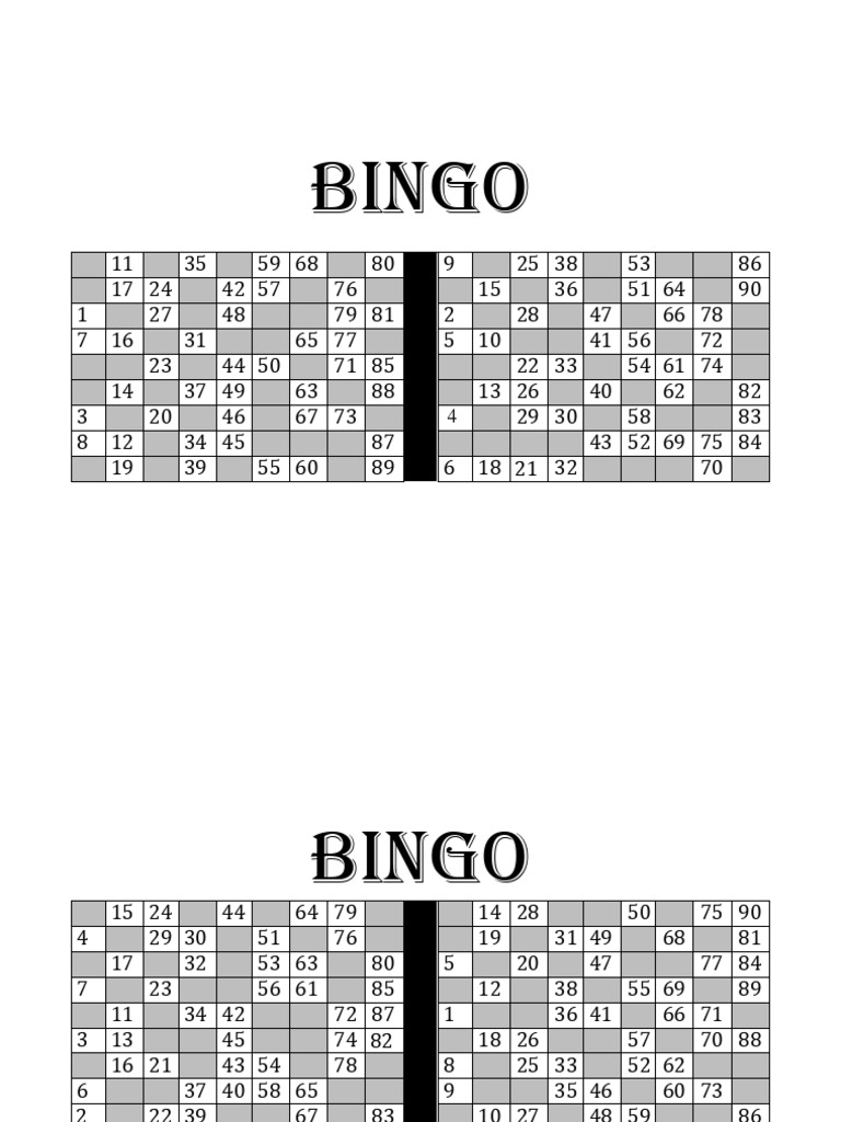 960 Cartons De Numéros Découpés Pour Bingo Traditionnel À 90 Boules